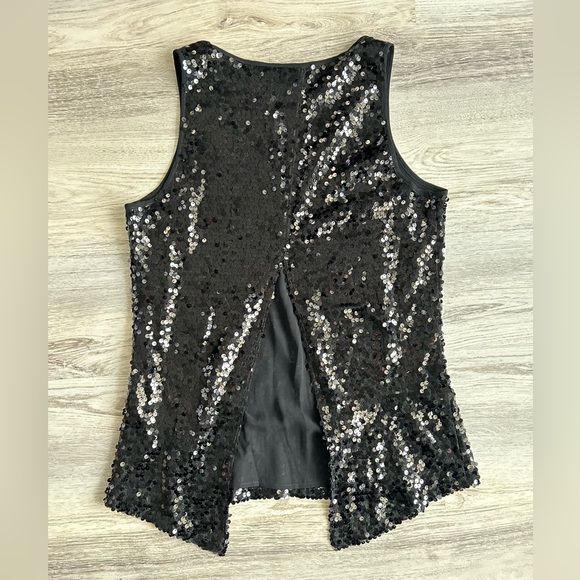 Express black sequin split back tank - Picture 4 of 6